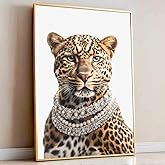 Leopard Canvas Wall Art Trendy Wild Animal Pictures Animal Portrait Wall Art Cheetah Aesthetic Posters Women Fashion Posters Whimsical Leopard Poster Cute Abstract Living Room Decor 16x24inch No Frame