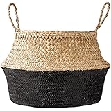 Bloomingville - Cesta redonda de hierba marina natural con asas, 19,5 pulgadas, natural y negra