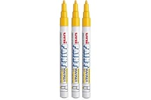 Uni Coloured Fine (0.8-1.2mm) PX-21 Yellow Oil Paint Marker Pen Metal Glass Wood Plastic Stone Outdoor Bullet Nib Tip (Pack O