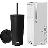Simple Modern Insulated Tumbler with Straw and Lid | Iced Coffee Cup Reusable Stainless Steel Water Bottle Travel Mug | Gifts