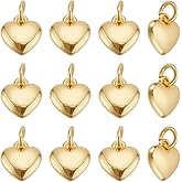 CRAFTYMELODY Heart Charms Love Pendant with Jump Ring Golden Sliver Metal Dangle Charm for Jewelry Bracelet Necklace Bag Keychain Earring Making Accessories Supplies Valentine Gift