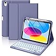 Hamile for iPad 11th 10th Generation Case with Keyboard - 7 Colors Backlit Wireless Detachable Folio Keyboard Cover with Pencil Holder for iPad 11-inch A16 2025 10th Gen 10.9 Inch 2022 (Blue Gray)