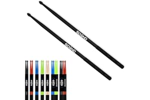 H&M Sound Mart 5A Nylon Drumsticks for Drums with Anti-Slip Power Grips - Lightweight, Durable, Bubble-Head Design - Drum Sticks for Kids, Adults - Black