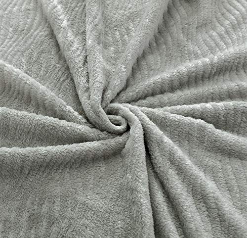 Ultra Soft Fleece Blanket Twin Size–60x80 inches Ripple Pattern Couch Blanket, Fuzzy Plush Lightweight Cozy Bed Blankets Summer Bedding Set As Bedspread Coverlet for All Season (Gray,Twin)