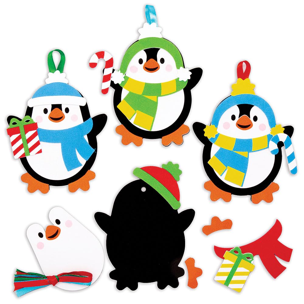 Baker Ross Christmas Penguin Mix and Match Decoration – Pack of 6, Kids Make Your Own Christmas Decoration, Christmas Bauble Arts and Crafts (AT240)