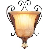 Livex Lighting 8560-63 Villa Verona 1 Light Verona Bronze Finish ADA Wall Sconce with Aged Gold Leaf Accents and Rustic Art G