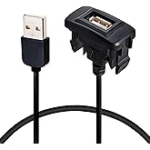Anina USB Port Car Charger for Toyota, Male to Female USB Power Socket Adapter, Panel Flush Mount Extension Cable for Camry RAV4 Corolla Highlander, Square Vehicle Dash Port for IOS Android (34*23mm)