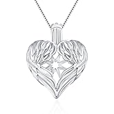 LGSY Angel Wings Heart Big Edison Cage Pendants for Pearl Jewelry Making Sterling Silver, Design Cage Pendants for Women