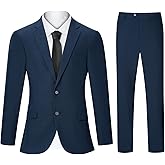 DEETRUST 2 Piece Men's Suit Slim Fit Suits for Men, Two Button Blazer Dress Business Wedding Party Jacket & Pants