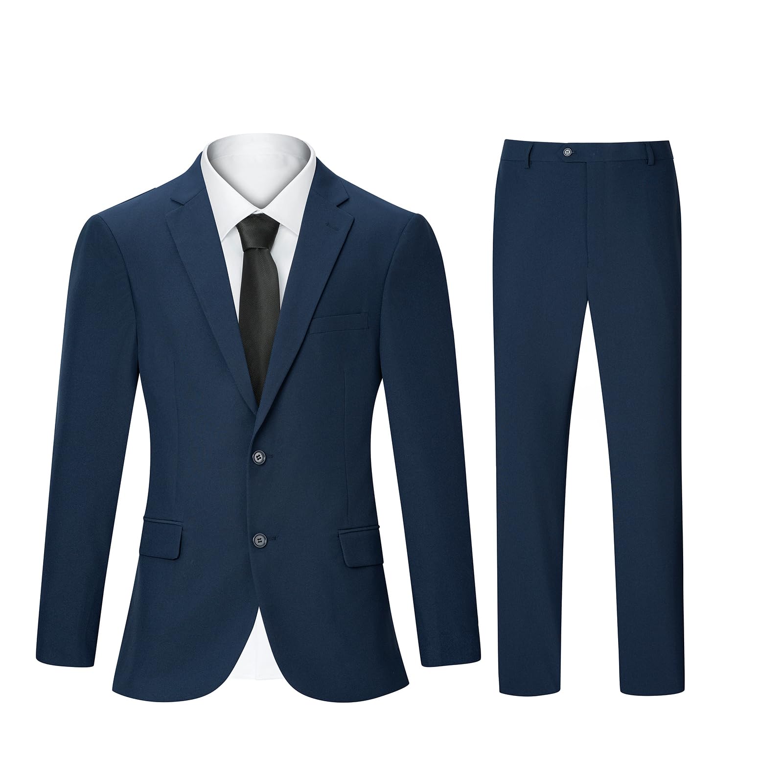 Photo 1 of DEETRUST 2 Piece Men's Suit Slim Fit Suits for Men, Two Button Blazer Dress Business Wedding Party Jacket & Pants Royal Blue  42R 36W