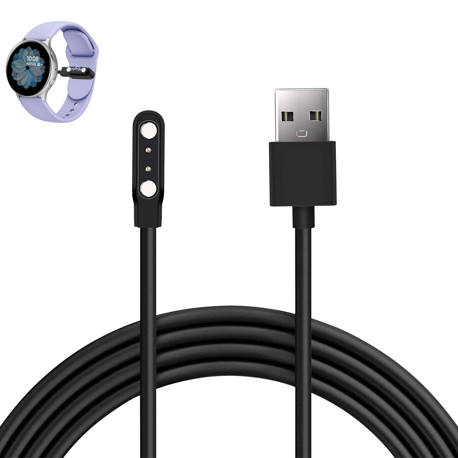 Smart Watch Charger 2 Pin Magnetic, 2 Pin 4mm Smart Watch Charger, Watchs Chargers Magnetic, Universal for Sekonda, Ticwatch, Haylou, Xiaomi, Reflex active and More