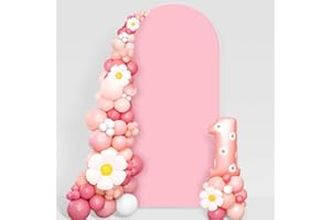 Showgeous 6FT Arch Backdrop Cover Pink Wedding Arch Cover Spandex Fitted Arch Cover for Round Top Backdrop Stand Covers for Wedding Birthday Party Baby Shower Banquet Decoration