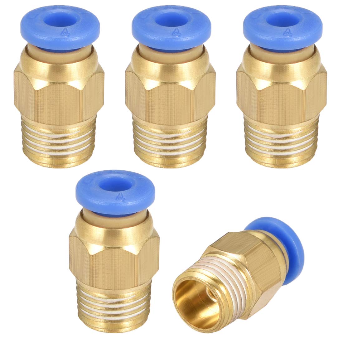 sourcing map Straight Pneumatic Push to Quick Connect Fittings G1/8 Male x 4mm Tube OD 5pcs