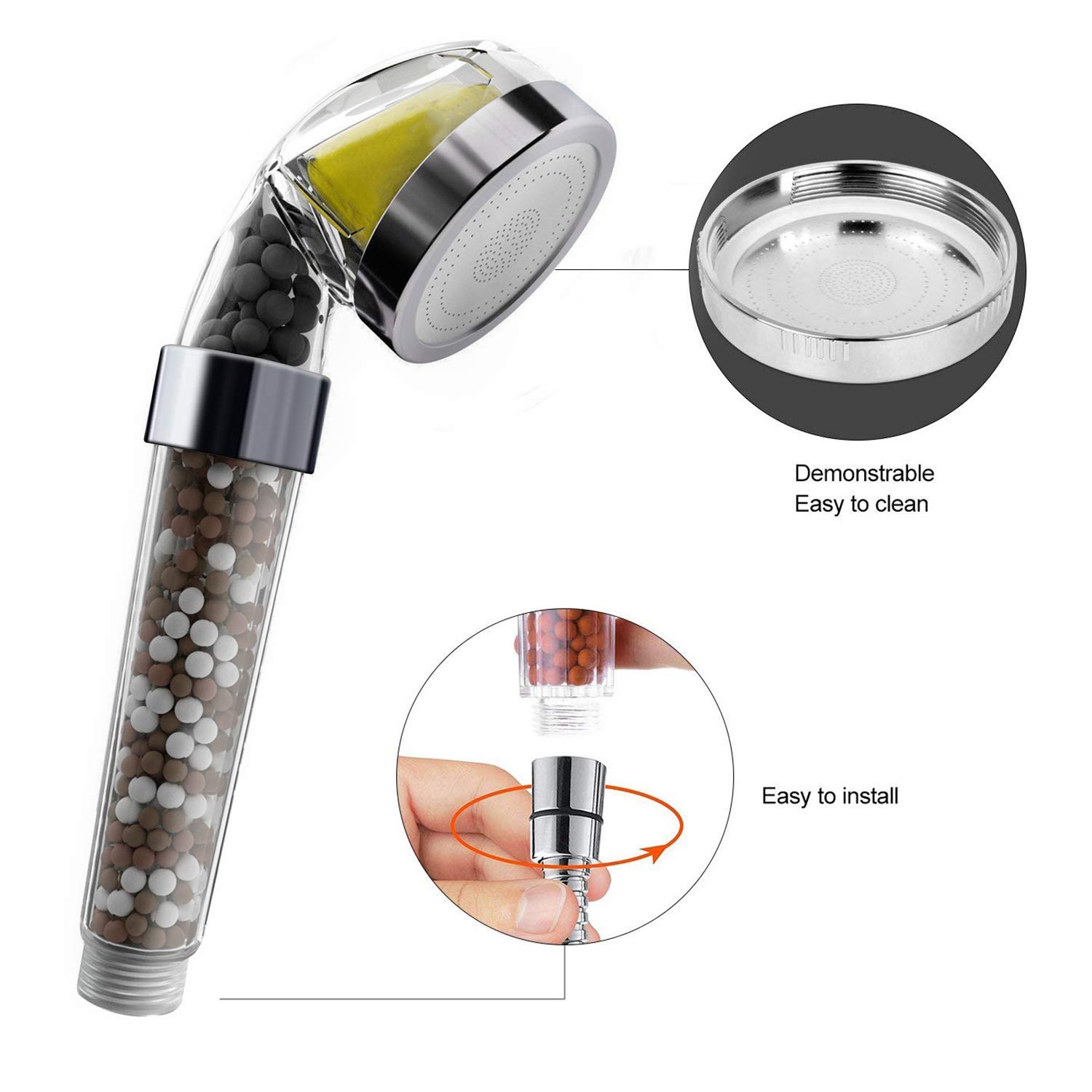 MISCORP Filtered Shower Head with Vitamin C Shower Filter Powerful Remove Chlorine Softens Hard Water