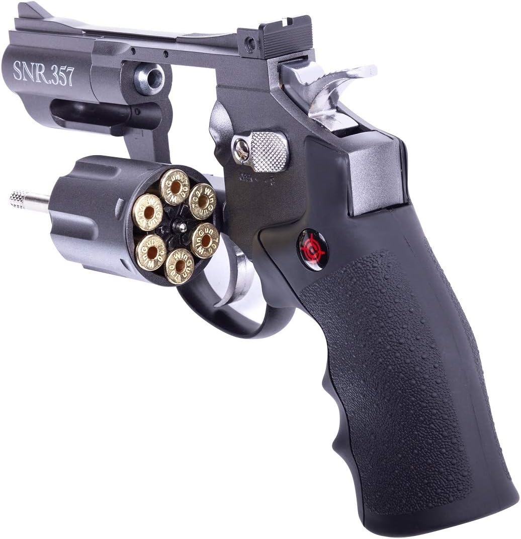 Crosman SNR357 .177-Caliber Pellet/4.5 MM BB CO2-Powered Snub Nose Revolver, Black/Grey : Sports & Outdoors