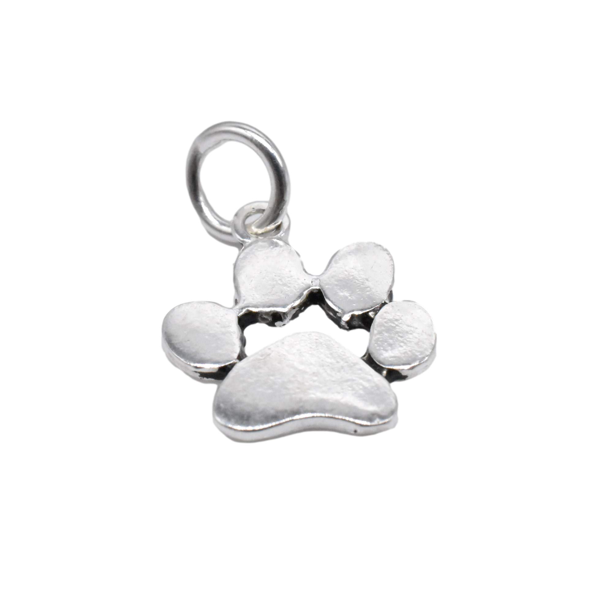Sterling Silver Paw Charm 925 Silver Animal Lover Pendant for Bracelet Necklace
