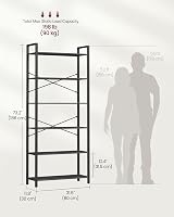 VASAGLE 6-Tier Bookshelf Ebony Black and Ink Black LLS082B56 30 x 80 x 186 cm view 6