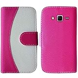 Samsung Galaxy Core Prime/Prevail Pink White Pu Leather Wallet Card Cover Case
