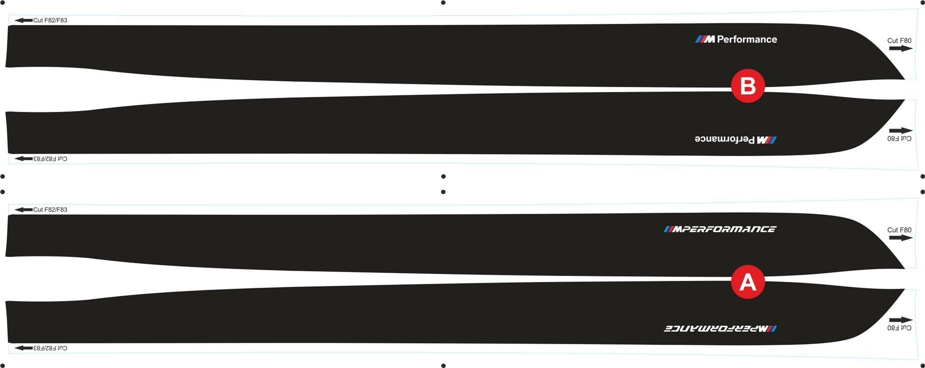 wrappshop M Performance Side Stripes decals Set for BMW M3 F80/F82/F83
