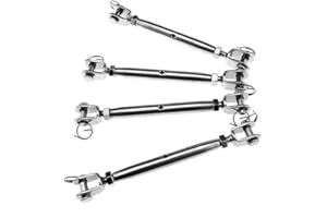4 x Stainless Steel Marine Closed Body Jaw 8mm Turnbuckle Fork Rigging Screw