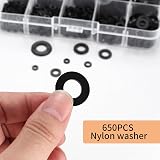 ZWFSDM 650 Pcs Nylon Washers Set Black Flat Spacers M2-M10 Assorted view 4