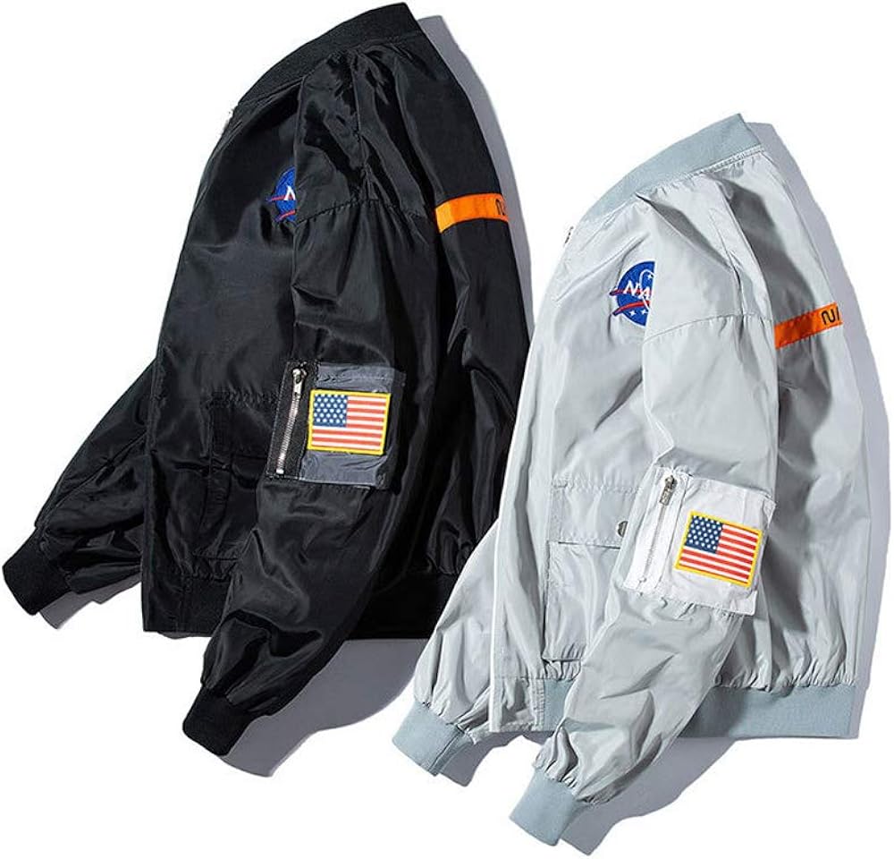 Wildswan Men Biker Bomber Jacket, NASA MA-1 Military Flight Jacket Long-sleeve Air Force Moto Street Coat Winter B4034 at  Men’s Clothing store