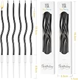 URAQT 24 Pcs Twisty Birthday Candles with Stands Black Metallic Long Candle view 2