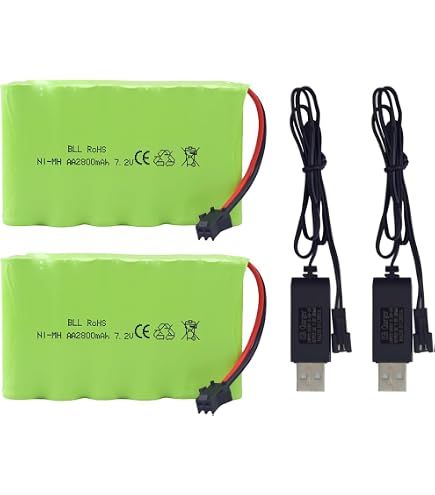 Batterie Ni-MH AA 8.4V 2400mAh Gecoty - Rechargeable Avec Câble USB Et Prise Tamiya - Pour RC, Jouets, Outils