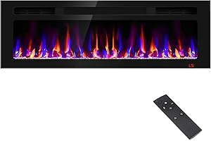 SIXFIVSEVN 50 Inch Electric Fireplace Recessed and Wall Mounted, Fireplace Heater and Linear Fireplace, Ultra-Thin Electric Fireplace, Low Noise, with Timer, Remote Control, Adjustable 12 Flame Color, 750/1500W
