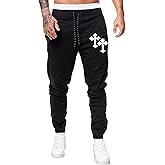 WDIRARA Men's Cross Print Casual Sweatpants Drawstring Waist Jogger Pants Long Pants