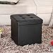 Ollieroo Faux Leather Folding Storage Ottoman Bench Foot Rest Stool Seat Black 15''X15''X15''