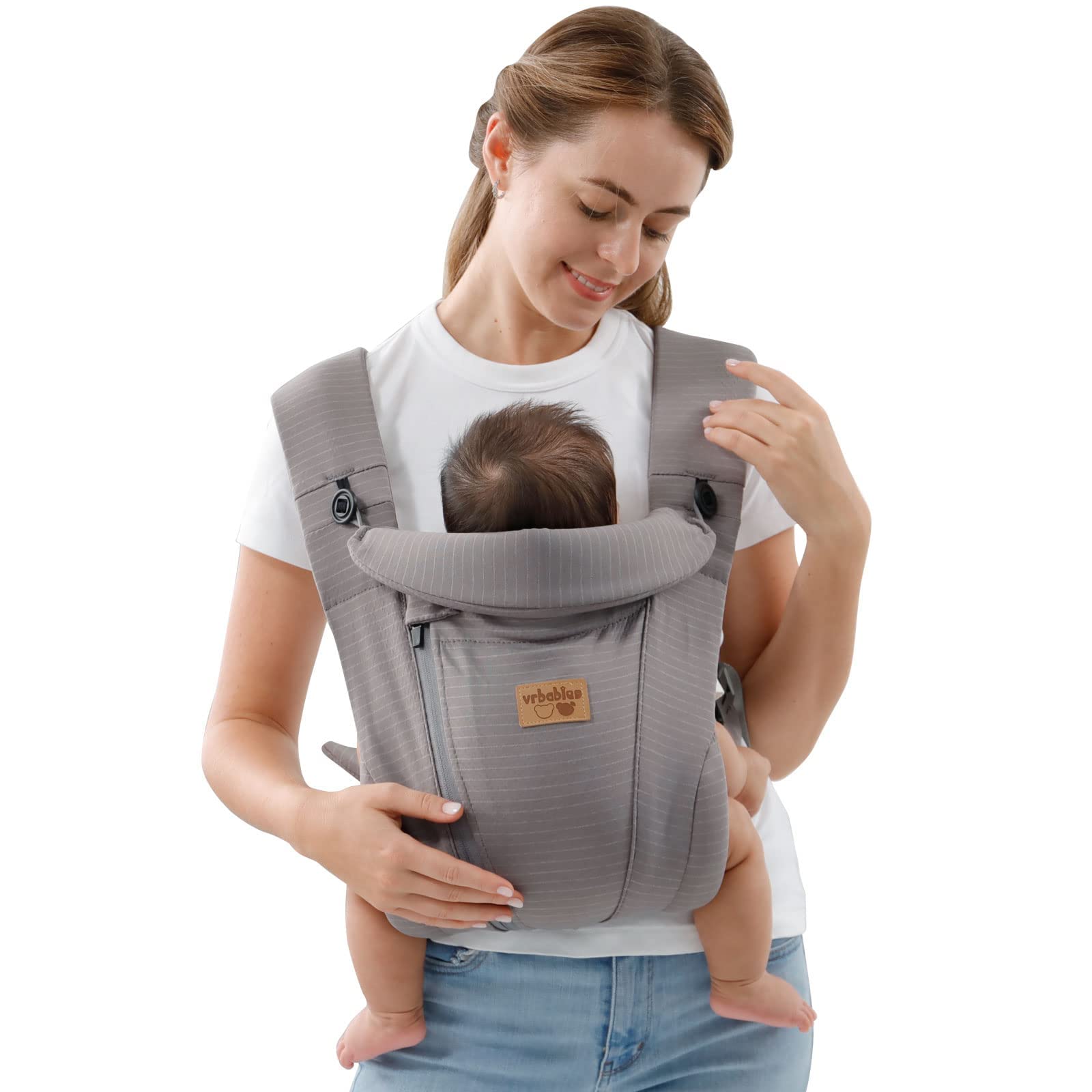 vrbabies Baby Carrier from Newborn, Ice Silk Baby Sling with Adjustable Belt & 3D Breathable Mesh, Face-in and Face-Out Front and Back Carry for Newborns and Older Babies 3.5-10kg Dark Grey