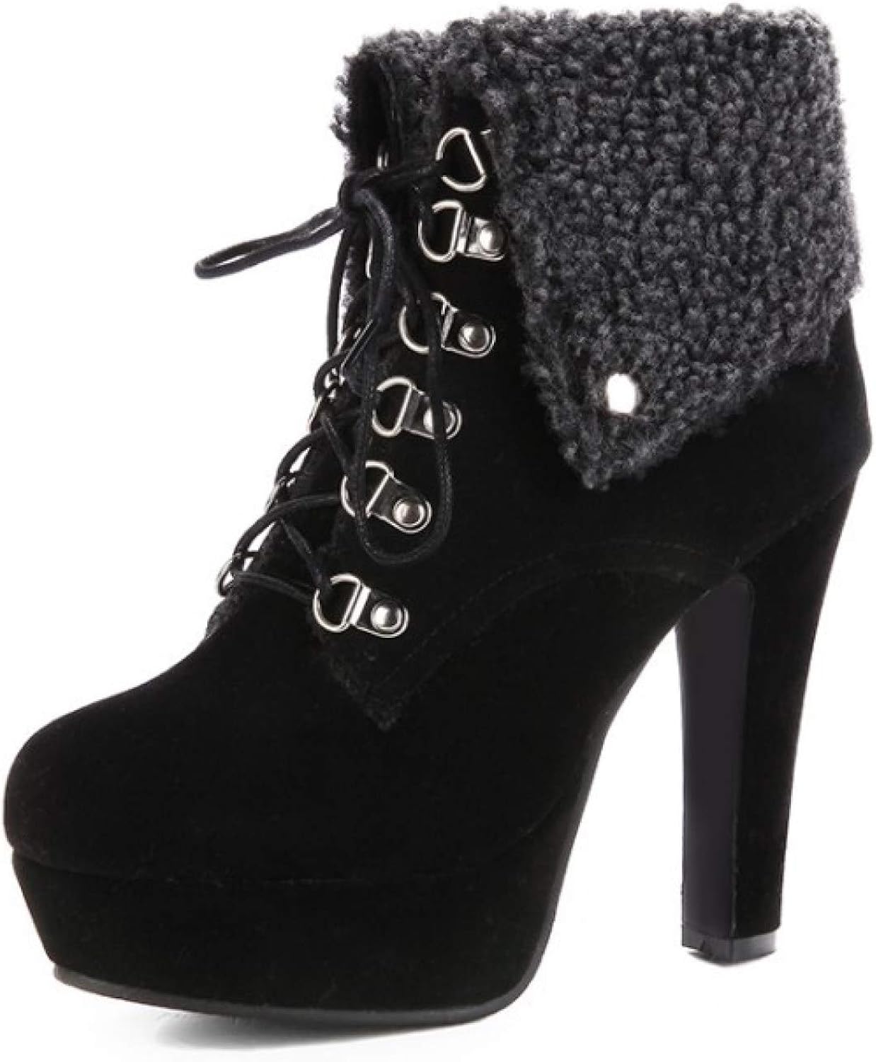 Womens Winter Snow Boots with Fur Warm Block High Heel