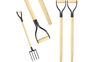 Memorywuu 2 Pcs Pitchfork Spading Handle Replacement 30 Inch Wooden Shovel Handle Replacement D Shaped Pitch Fork Handles Tool Accessories for Shovel Scoop Hoe Rake Garden Digging