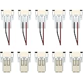 Obeaming 10Pcs 2-Pin 8mm Solderless Fast LED Strip Connectors, Micro-Lock Design, for 5v 12v 24v Single Color SMD 3528 2835 Led Strip Lights