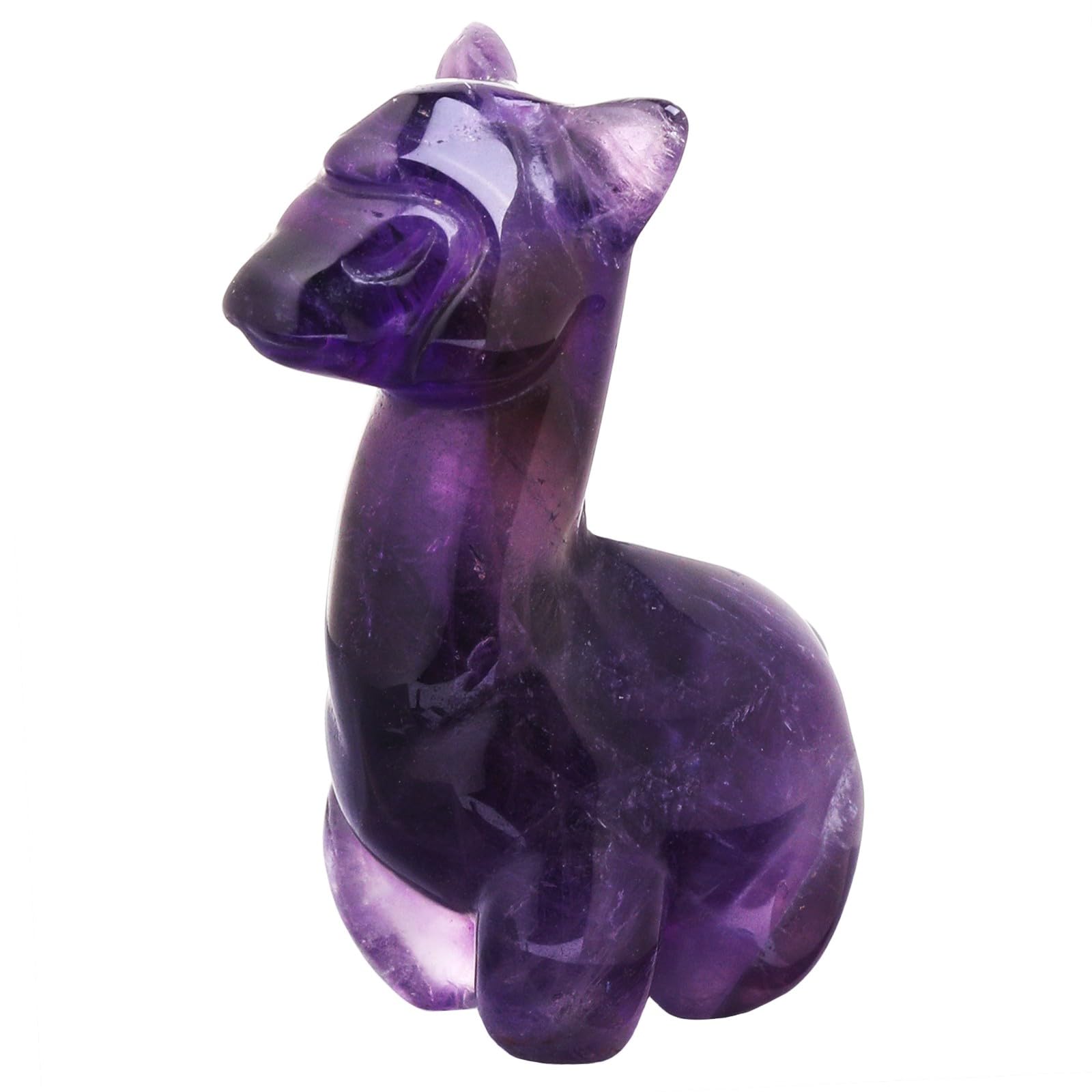 mookaitedecor Amethyst Crystal Cute Alpaca Figurine Ornament Party Decor & Gift, Healing Crystal Semi Precious Gemstone Pocket Animal Llama Carvings for Good Luck Room Desk Micro Landscape Decor — image 1