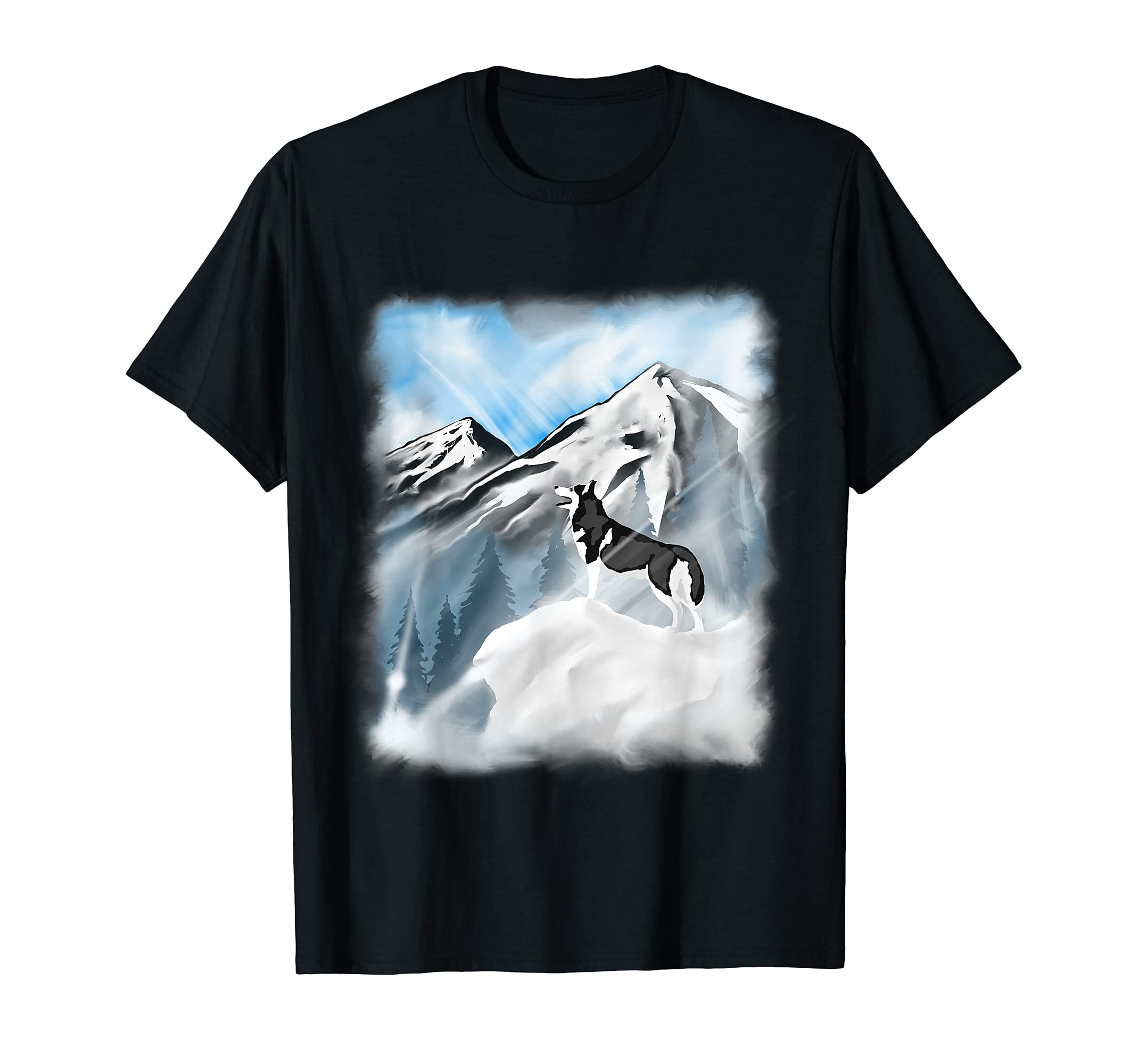 Mountains Siberian Husky Dog T-Shirt