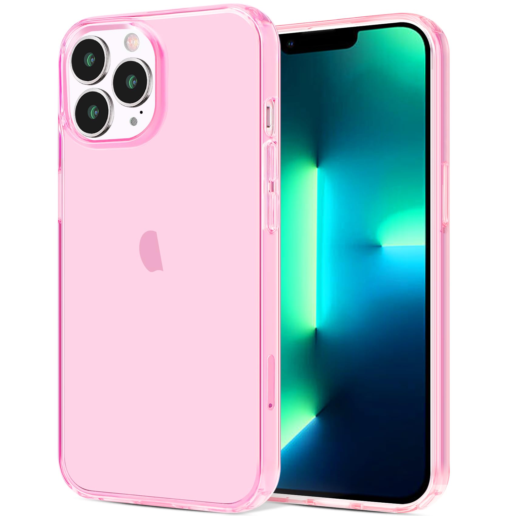 JJGoo Compatible with iPhone 13 Pro Max Case Clear, Transparent Soft Shockproof Protective Slim Thin Bumper Cover Phone Case, Pink
