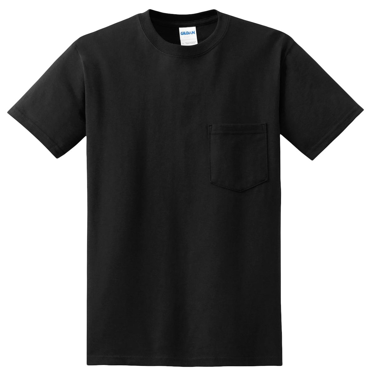 Gildan DryBlend 50 Cotton/50 DryBlend Poly Pocket T-Shirt, Black, L (Pack of 5)