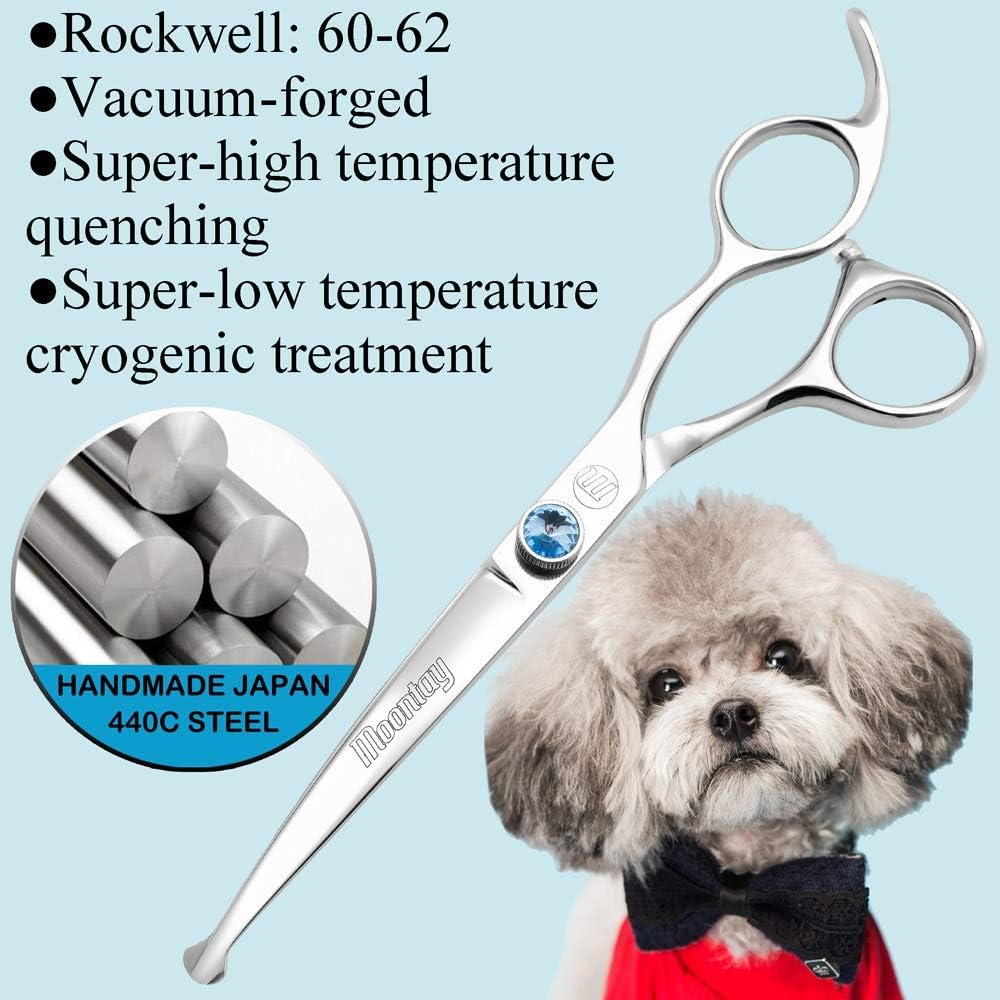 Dog Grooming Straight, Curved, Thinning/Blending/Chunking Scissors Kit, JP-440C Stainless Steel Pet Cat Hair Cutting/Trimming Shears - Image 5