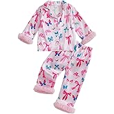 Kuriozud Birthday Girl Pajamas Silk Stain Pjs Shirt Top +Pant 2Piece Set Birthday Toddler Kids Little Girl Nightgown Gift