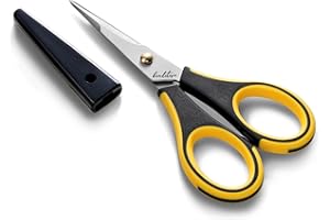 Beaditive Precision Craft Scissors - Stainless Steel Blades With Safety Cap - Ultra Sharp Tip & Non-Slip TPR Handles - For Adult & Kid Paper Crafting, Scrapbooking, Home, Office, and School Use