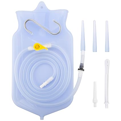 Tabiger Einlauf-Set, FDA-zertifiziertes medizinisches Silikon, wiederverwendbar, 2 m Schlauch, 5 Stück Düsen – Hauswasser & K