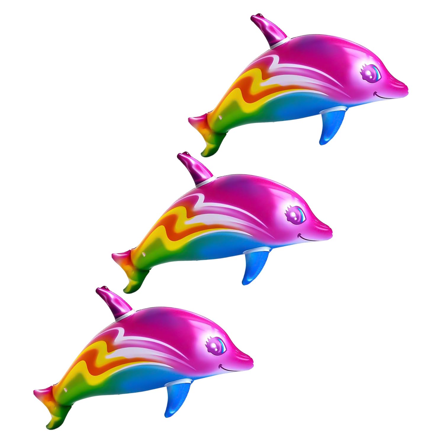 3 Pieces Of Colorful Dolphin Inflatable Balls, Cute Summer Pool Balloons, Water Party Toys, Birthday Theme Decorations.