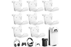 KUNSLUCK 8 Pack Controller Wall Mount for PS5, Xbox, Switch Controller, Wall Mount Stand for Controller&Headset, Adhesive/Scr
