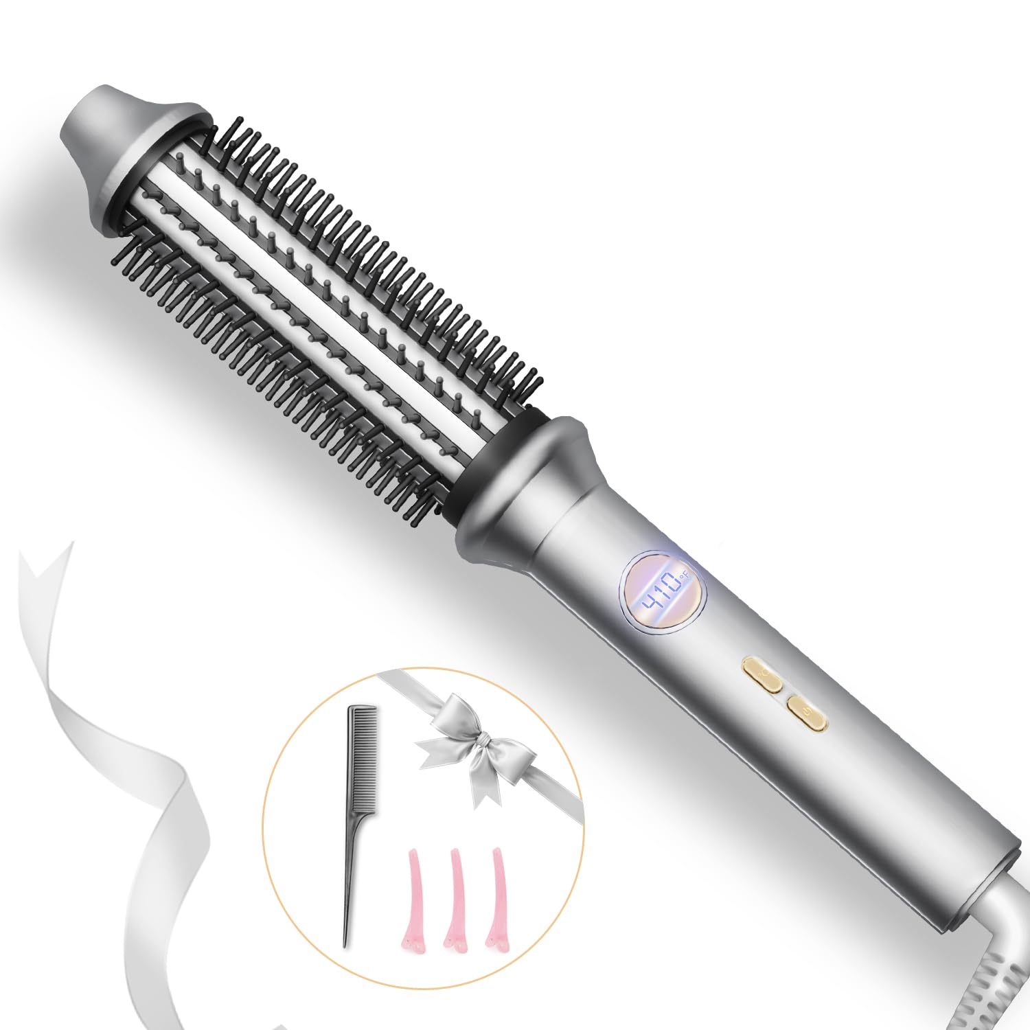 Photo 1 of Thermal Brush, Avvnee Curling Iron for Easy Hair Styling, 1.26 Inch Hot Curling Wand, 30s Fast Heating, 110V-220V Heated Round Brush for Long Dry Hair