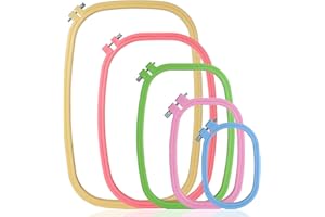 #NA FVIEXE 5PCS Square Embroidery Hoops Set Rectangular, ABS Plastic Cross Stitch Hoop 5 Inch 6 Inch 10 Inch 13 Inch 16 Inch Embroidery Hoop for Art Craft Handy Sewing (Pack of 5 Sizes)