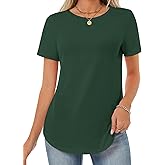 GKBK Womens Cotton Tops Short Sleeve Crew Neck Curved Hem Basic Shirts Summer Loose Fit Tee Casual Clothes Outfits
