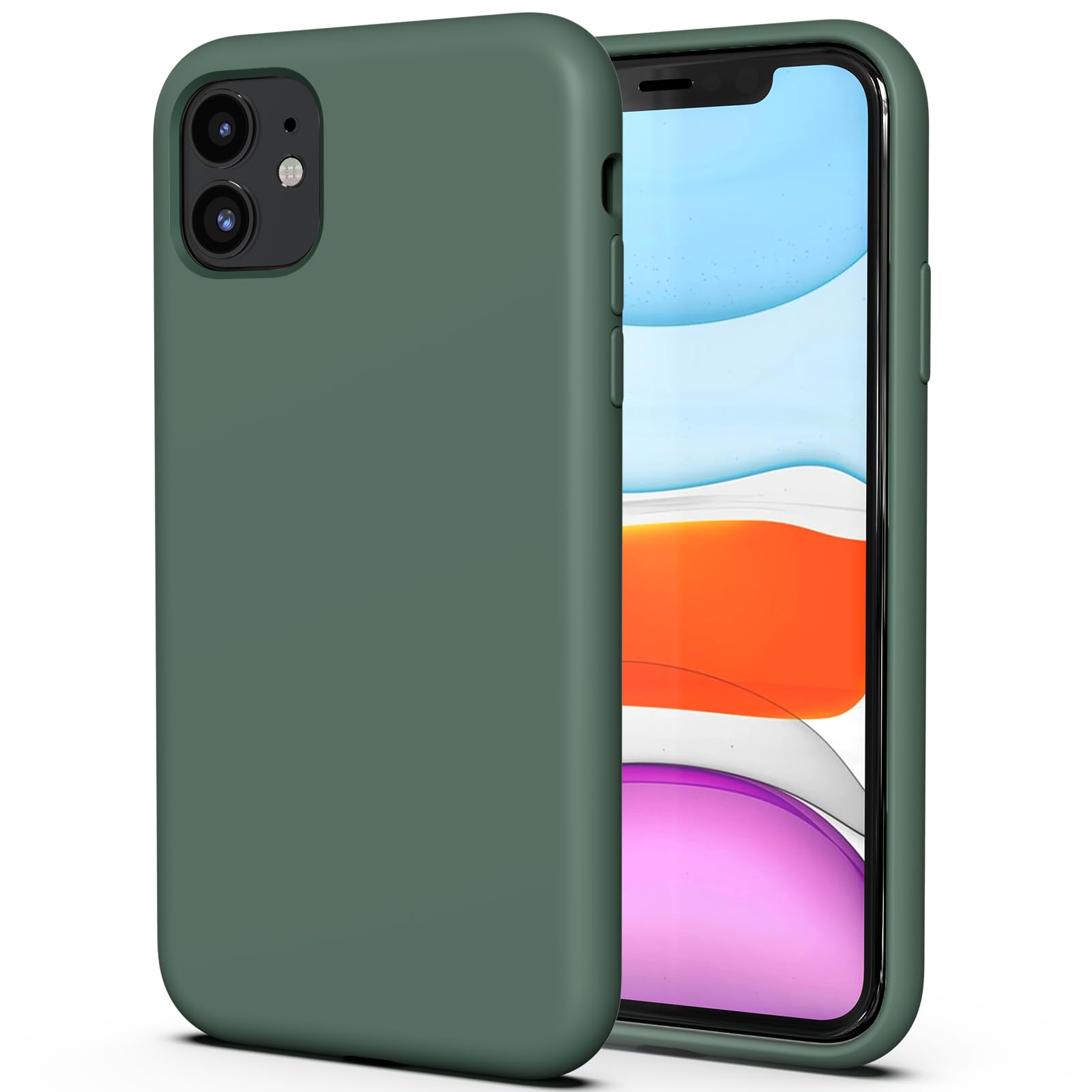 TAXXOE Silicone Case with iPhone 11 Case Soft Ultra Slim Protective Shockproof Liquid Silicone Phone Case,Anti-Scratch Microfiber Lining，6.1 inch-Cangling Green — image 1