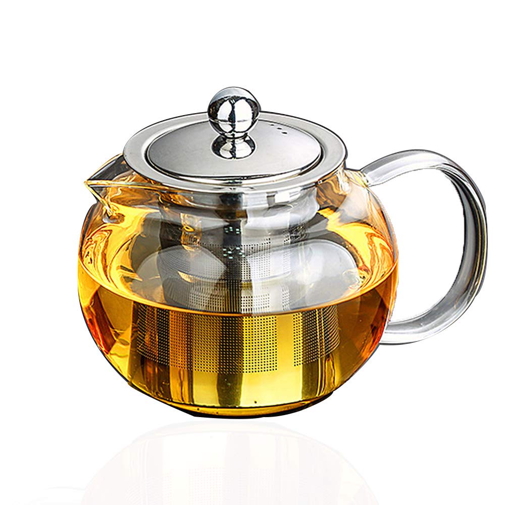 Lead-Free Thickened Glass Teapot Kettle – Removable Stainless Steel Infuser – Great ForBlooming and Loose Leaf Tea Brewer, Thickened (33oz / 950mm)